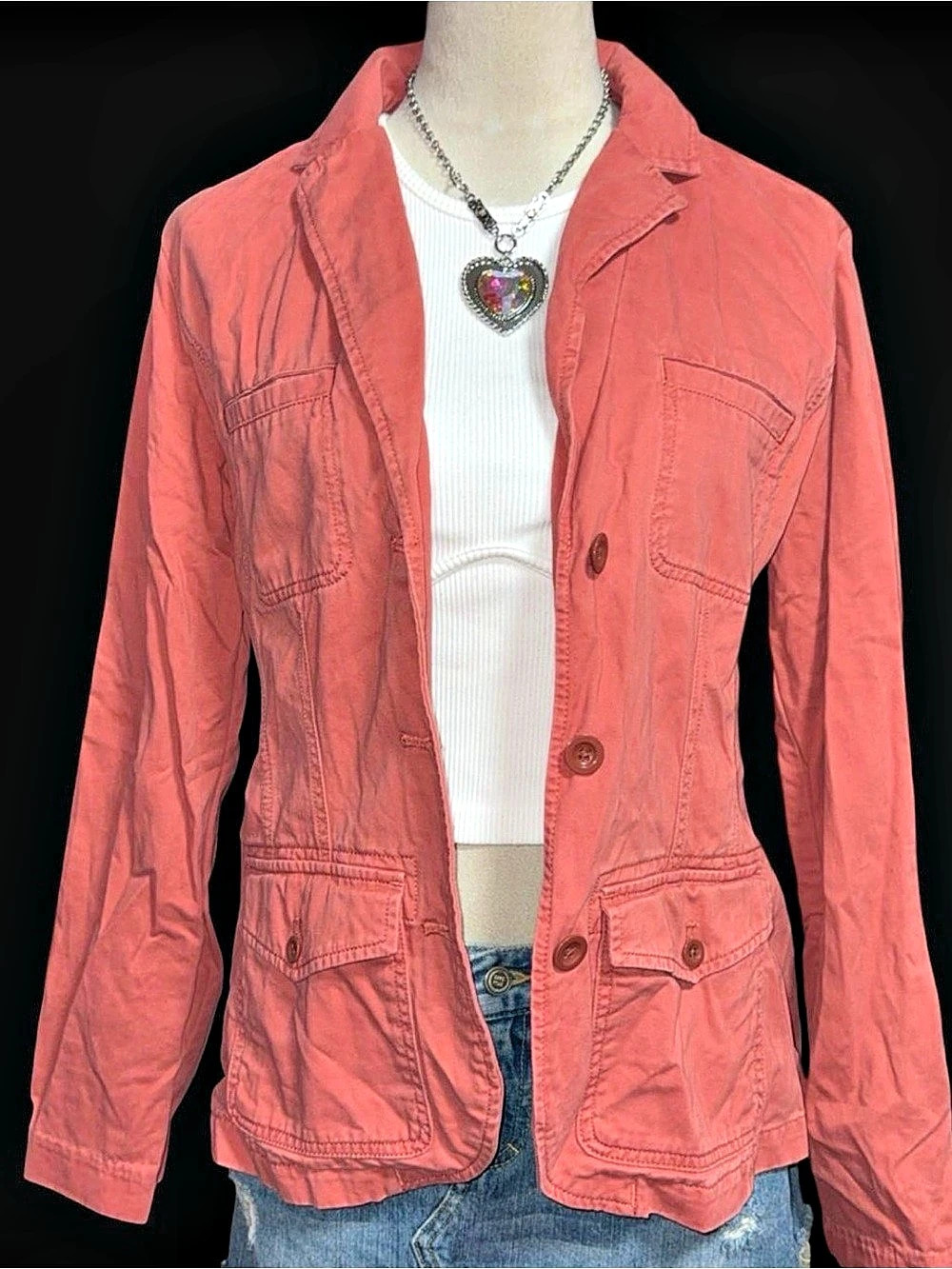 Eddie Bauer Women's Utility Jacket coral Size 8 Cotton